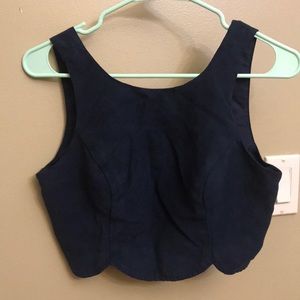 Hollister Navy Suede Crop Top (S)